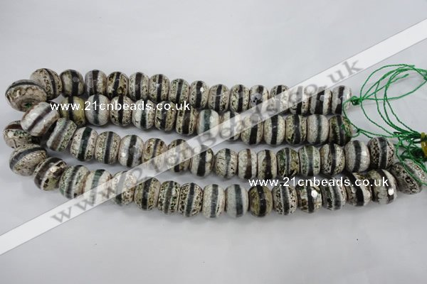 CAG4728 15 inches 12*16mm faceted rondelle tibetan agate beads wholesale