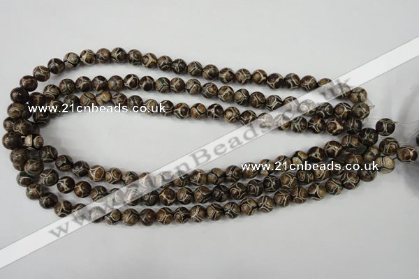 CAG4735 15 inches 8mm round tibetan agate beads wholesale
