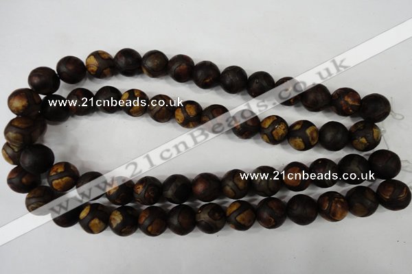 CAG4767 15 inches 14mm round tibetan agate beads wholesale