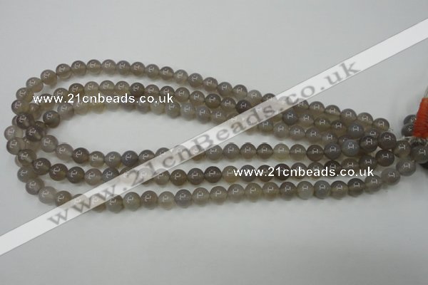 CAG4771 15 inches 8mm round grey agate beads wholesale