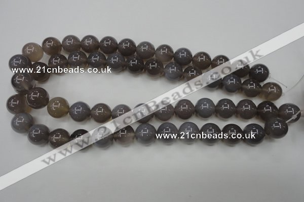 CAG4774 15 inches 14mm round grey agate beads wholesale