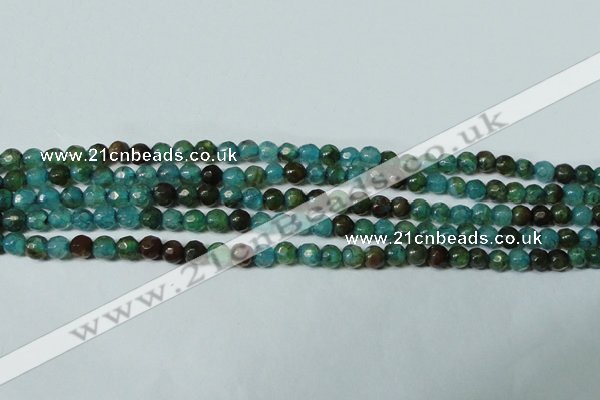 CAG4785 15.5 inches 4mm faceted round fire crackle agate beads