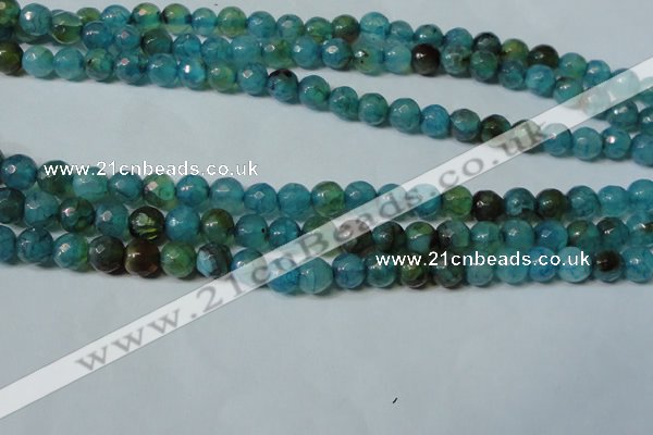 CAG4786 15.5 inches 6mm faceted round fire crackle agate beads