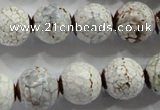 CAG4788 15.5 inches 14mm faceted round fire crackle agate beads