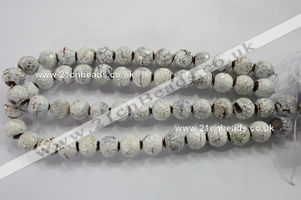 CAG4788 15.5 inches 14mm faceted round fire crackle agate beads