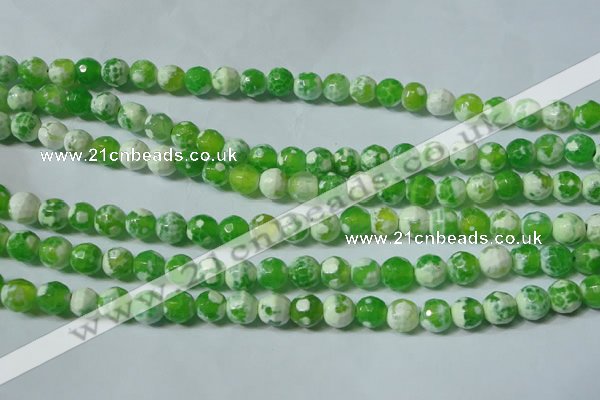 CAG4790 15.5 inches 6mm faceted round fire crackle agate beads