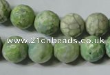 CAG4792 15.5 inches 12mm faceted round fire crackle agate beads