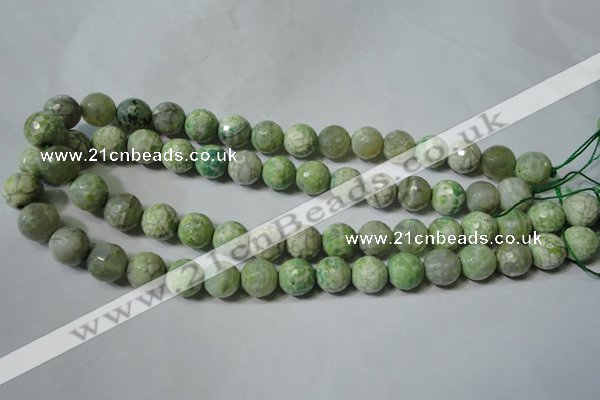 CAG4792 15.5 inches 12mm faceted round fire crackle agate beads