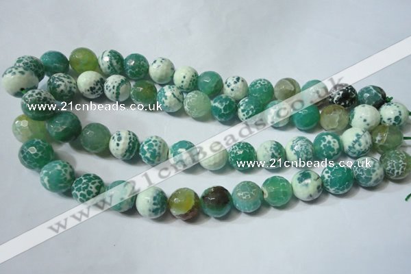 CAG4795 15.5 inches 14mm faceted round fire crackle agate beads