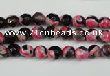 CAG4801 15 inches 6mm faceted round fire crackle agate beads