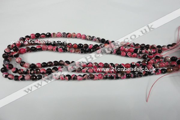 CAG4801 15 inches 6mm faceted round fire crackle agate beads