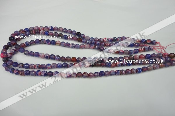 CAG4802 15 inches 6mm faceted round fire crackle agate beads