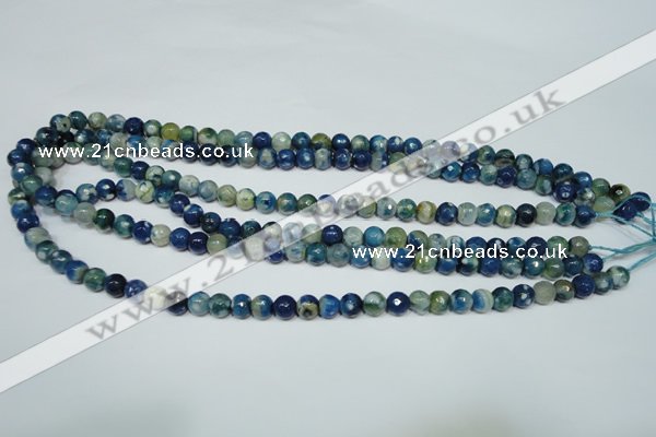 CAG4805 15 inches 6mm faceted round fire crackle agate beads