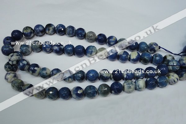 CAG4808 15 inches 12mm faceted round fire crackle agate beads