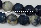 CAG4809 15 inches 14mm faceted round fire crackle agate beads