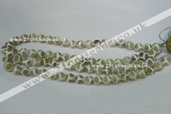 CAG4816 15 inches 10mm faceted round tibetan agate beads wholesale