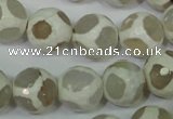 CAG4817 15 inches 12mm faceted round tibetan agate beads wholesale