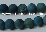 CAG4820 15.5 inches 12mm round matte druzy agate beads wholesale