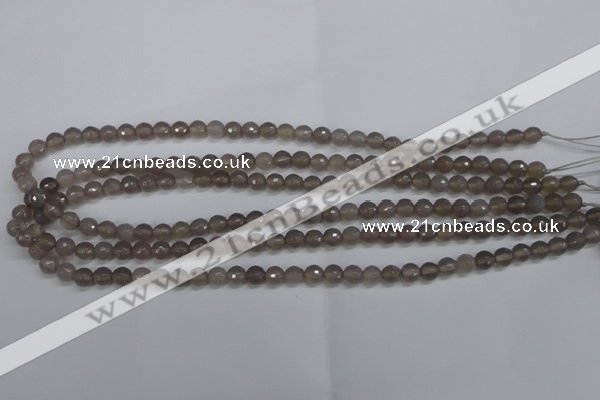 CAG4825 15 inches 6mm faceted round grey agate beads wholesale