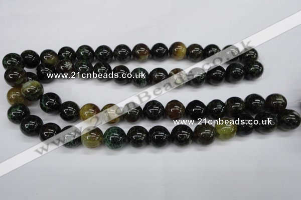 CAG4835 15 inches 14mm round dragon veins agate beads wholesale