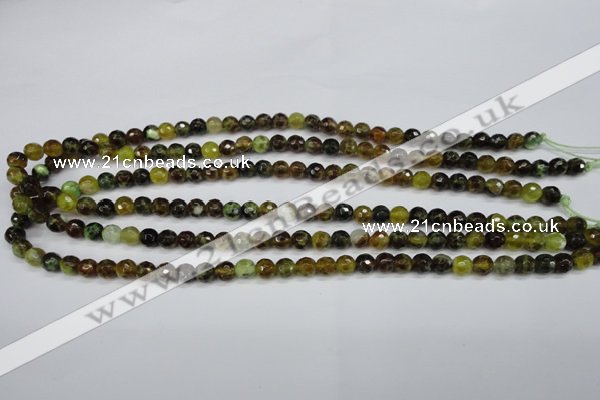 CAG4841 15 inches 6mm faceted round dragon veins agate beads