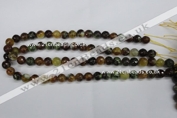 CAG4843 15 inches 10mm faceted round dragon veins agate beads