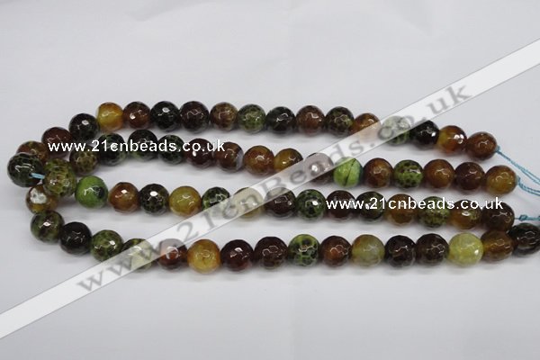 CAG4844 15 inches 12mm faceted round dragon veins agate beads