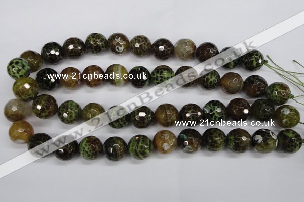 CAG4846 15 inches 16mm faceted round dragon veins agate beads