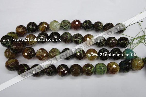 CAG4847 15 inches 18mm faceted round dragon veins agate beads