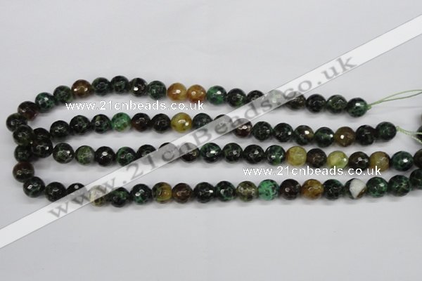 CAG4853 15 inches 10mm faceted round dragon veins agate beads