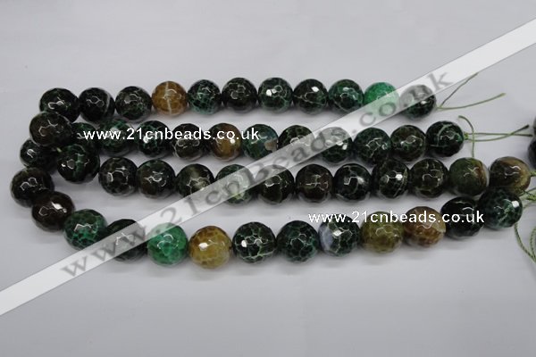 CAG4856 15 inches 16mm faceted round dragon veins agate beads