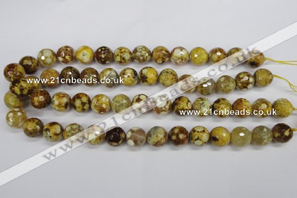 CAG4865 15 inches 14mm faceted round dragon veins agate beads