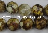 CAG4866 15 inches 16mm faceted round dragon veins agate beads