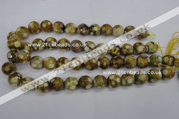 CAG4866 15 inches 16mm faceted round dragon veins agate beads