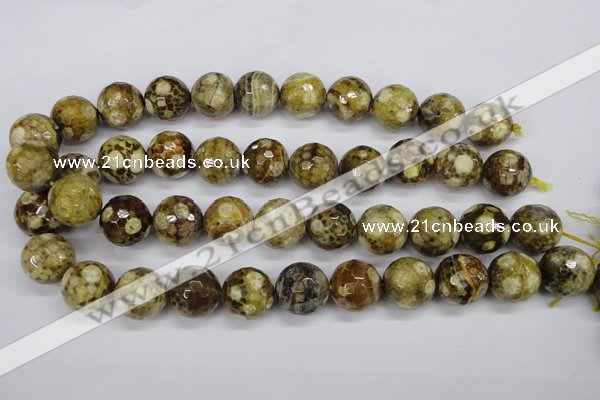 CAG4867 15 inches 18mm faceted round dragon veins agate beads