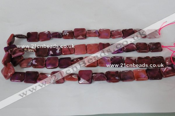 CAG4874 15 inches 14*14mm faceted square fire crackle agate beads