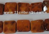 CAG4877 15 inches 14*14mm faceted square fire crackle agate beads