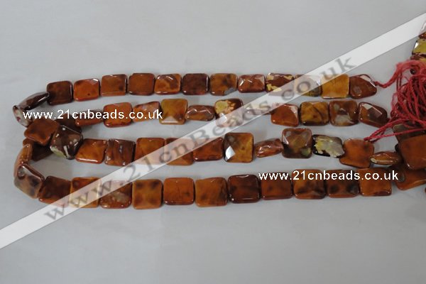 CAG4877 15 inches 14*14mm faceted square fire crackle agate beads