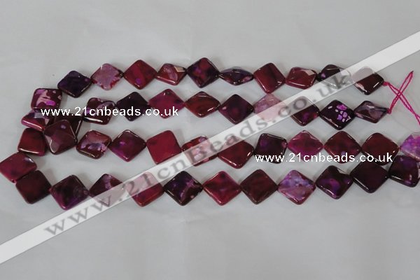 CAG4883 15 inches 14*14mm faceted diamond fire crackle agate beads