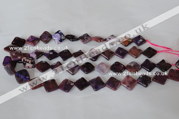 CAG4885 15 inches 14*14mm faceted diamond fire crackle agate beads