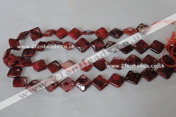 CAG4886 15 inches 14*14mm faceted diamond fire crackle agate beads