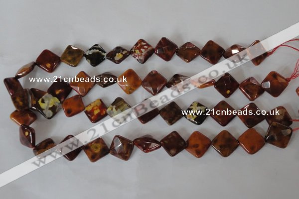 CAG4887 15 inches 14*14mm faceted diamond fire crackle agate beads