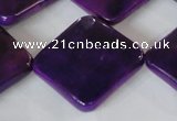 CAG4888 15 inches 25*25mm faceted diamond fire crackle agate beads