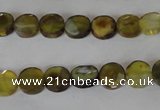 CAG4890 15 inches 8mm faceted coin fire crackle agate beads