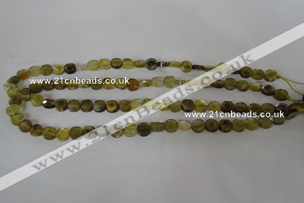 CAG4890 15 inches 8mm faceted coin fire crackle agate beads