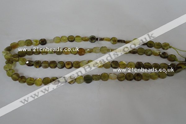 CAG4890 15 inches 8mm faceted coin fire crackle agate beads