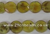 CAG4891 15 inches 12mm faceted coin fire crackle agate beads