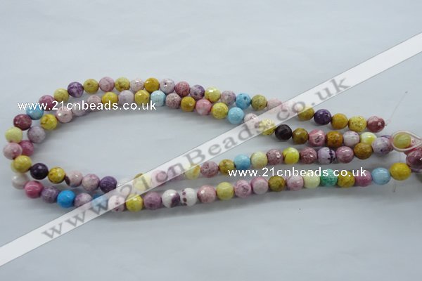 CAG4901 15.5 inches 8mm faceted round dyed white agate beads