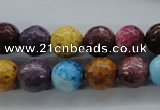 CAG4902 15.5 inches 10mm faceted round dyed white agate beads