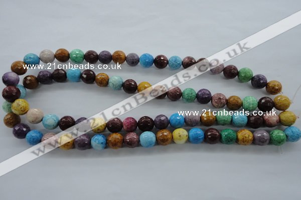 CAG4902 15.5 inches 10mm faceted round dyed white agate beads